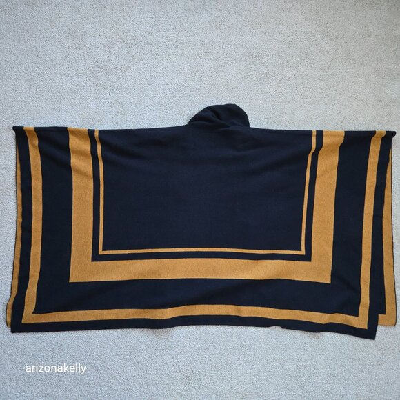 L'Agence Jake Bordered Stripe Cape Merino Wool Cotton Wrap - Picture 9 of 15